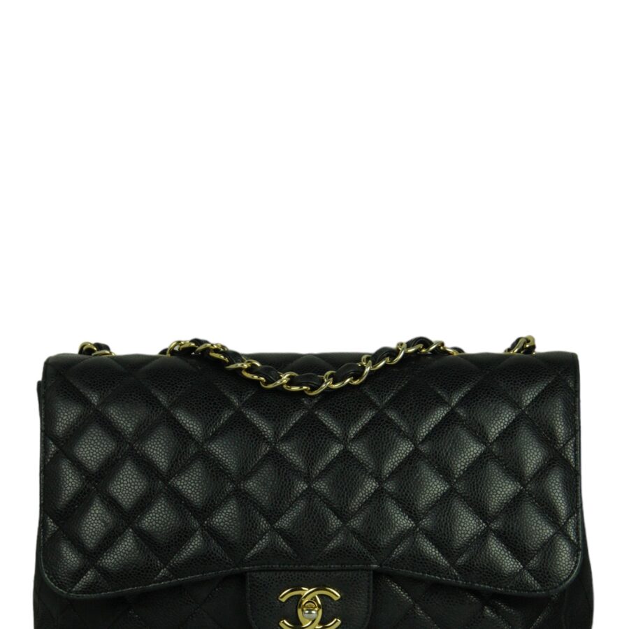 Chanel Black Caviar Leather Single Flap Jumbo Classic Bag | Studio Nafay