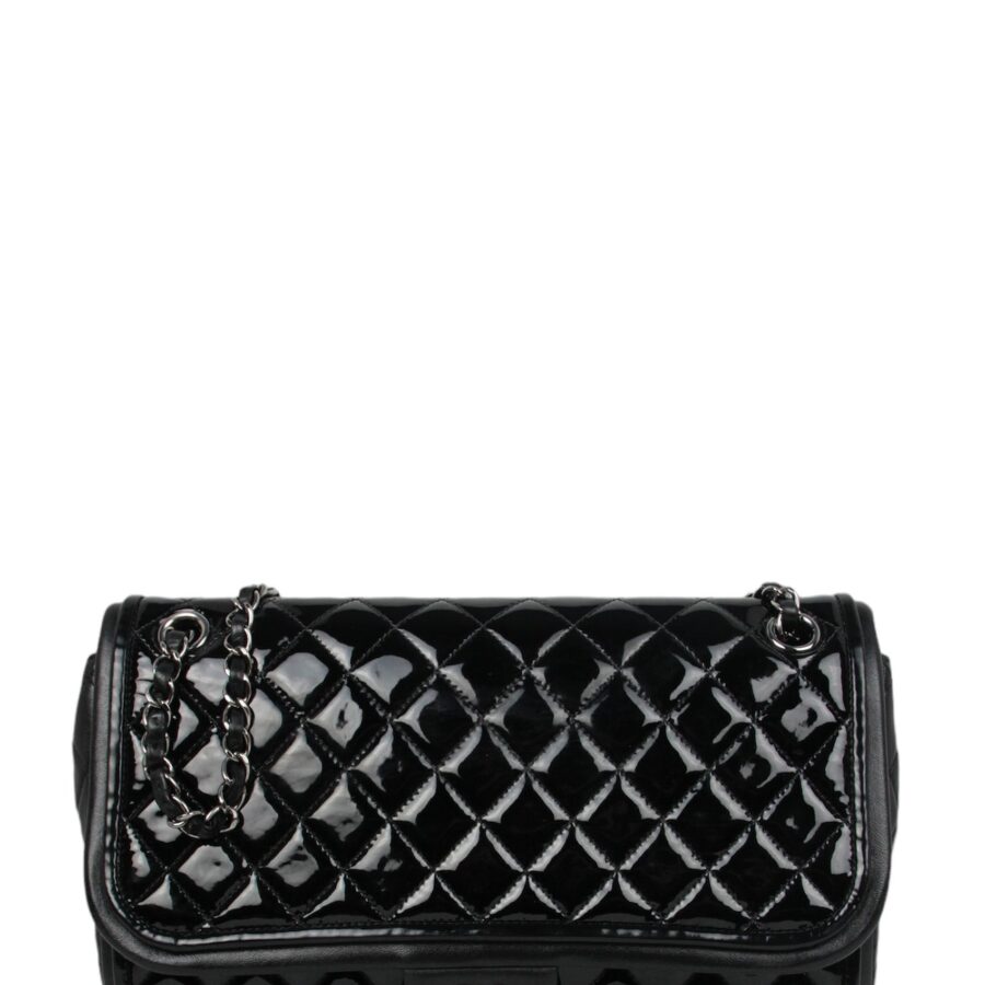 Chanel Black Classic Twist Patent Flap Bag w/ Lambskin Trim | Studio Nafay
