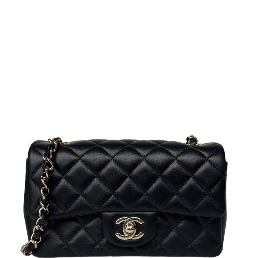 Chanel Black Lambskin Leather Quilted Rectangular Mini Flap Bag | Studio Nafay