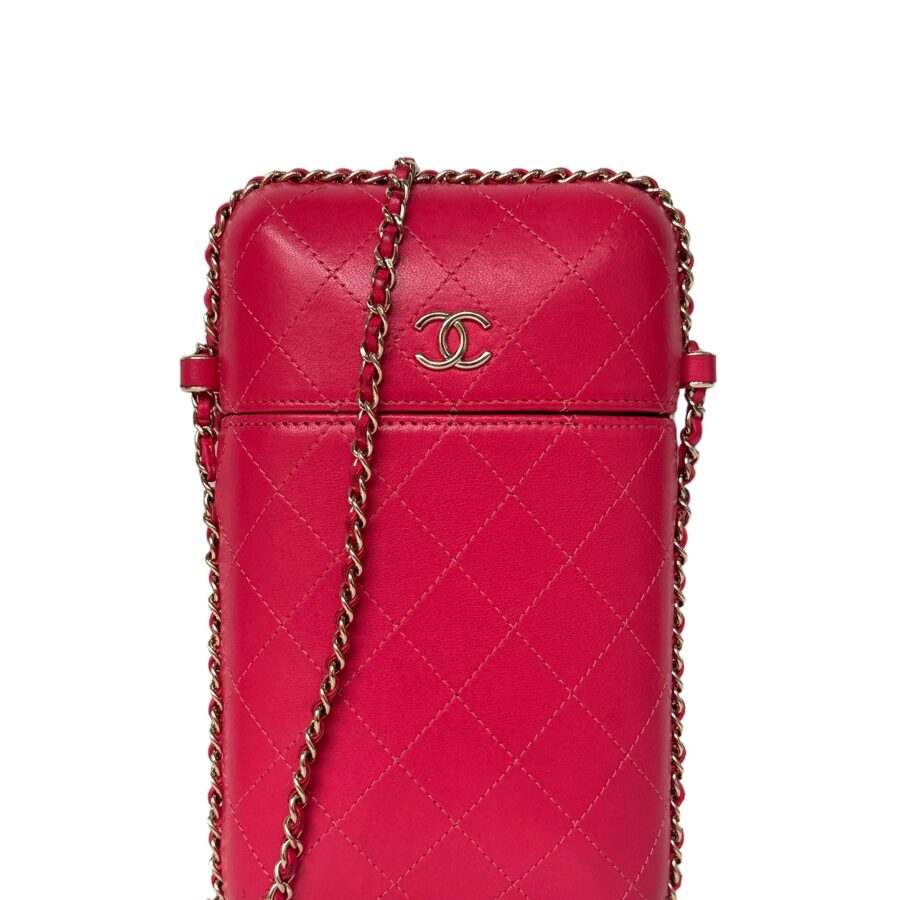 Chanel Pink Lambskin Chain Around Phone Holder Crossbody | Studio Nafay