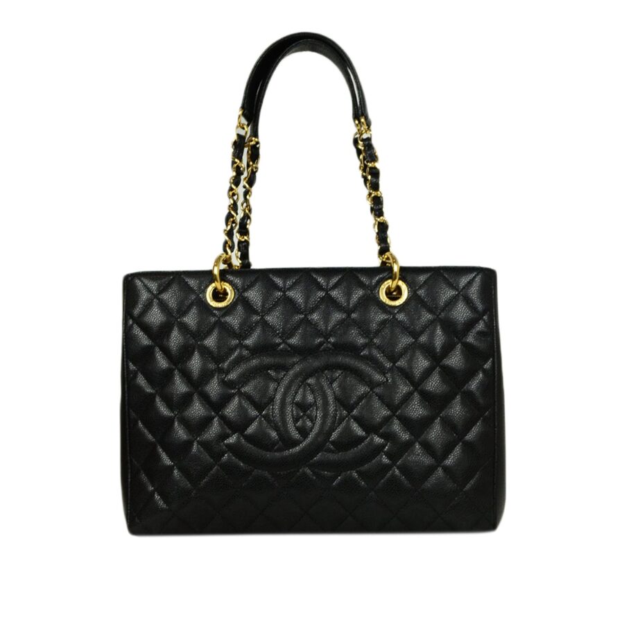 Chanel Discontinued Black Caviar Leather Quilted Grand Shopper Tote Bag | Studio Nafay