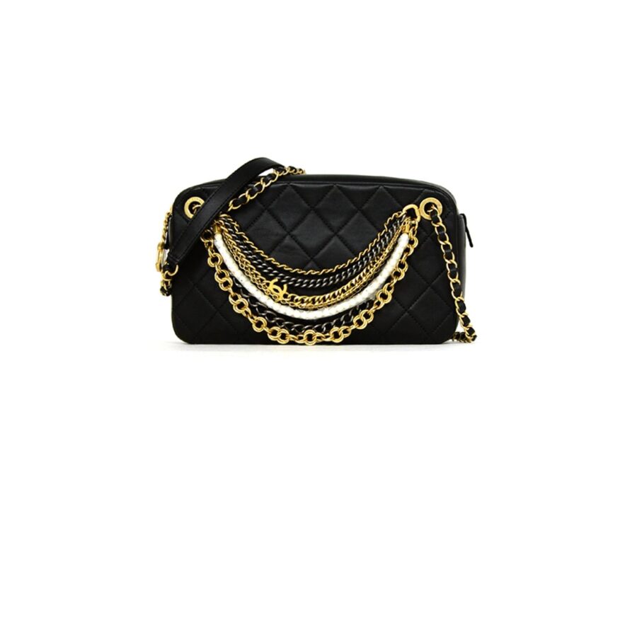 Chanel Black Leather Quilted All About Chains Camera Bag | Studio Nafay