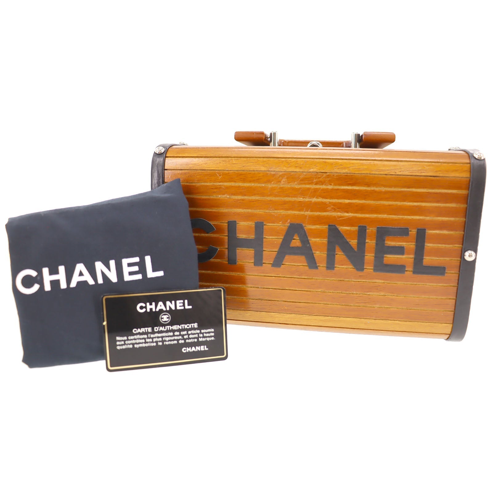 Chanel Brown Wood Vanity Handbag