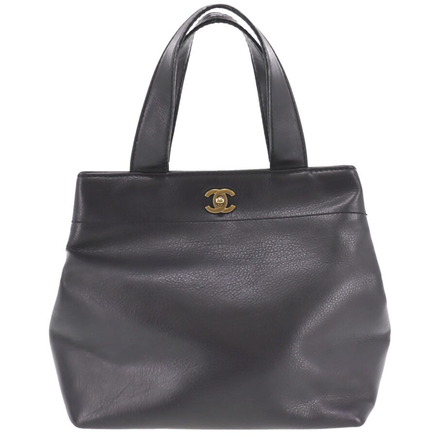 Chanel Leather Black Logo Handbag | Studio Nafay