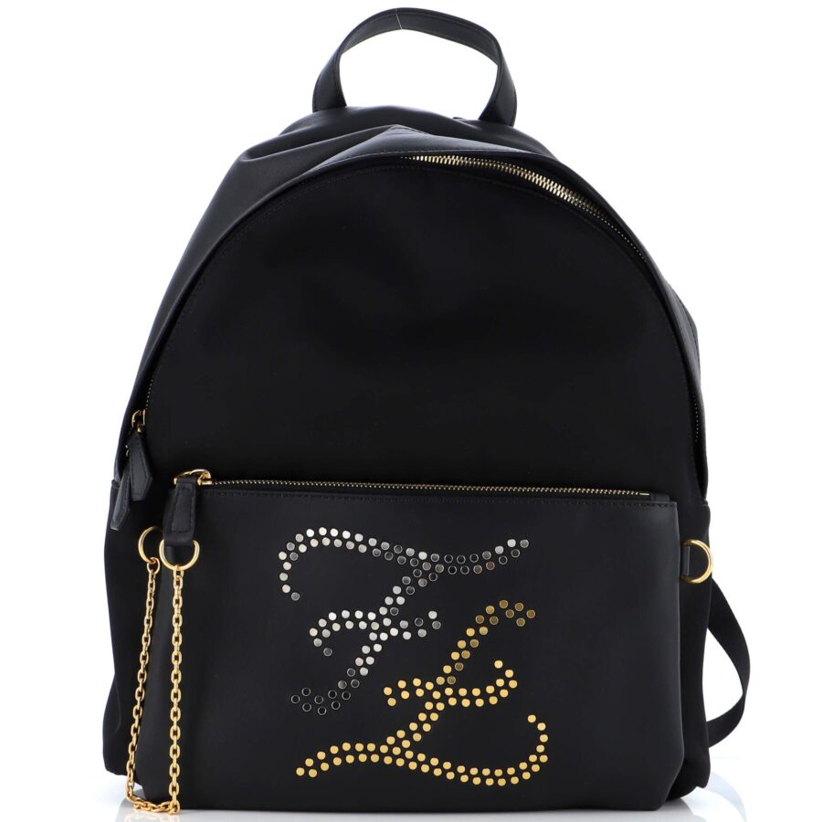 Karligraphy Backpack Nylon with Studded Leather Large | Studio Nafay