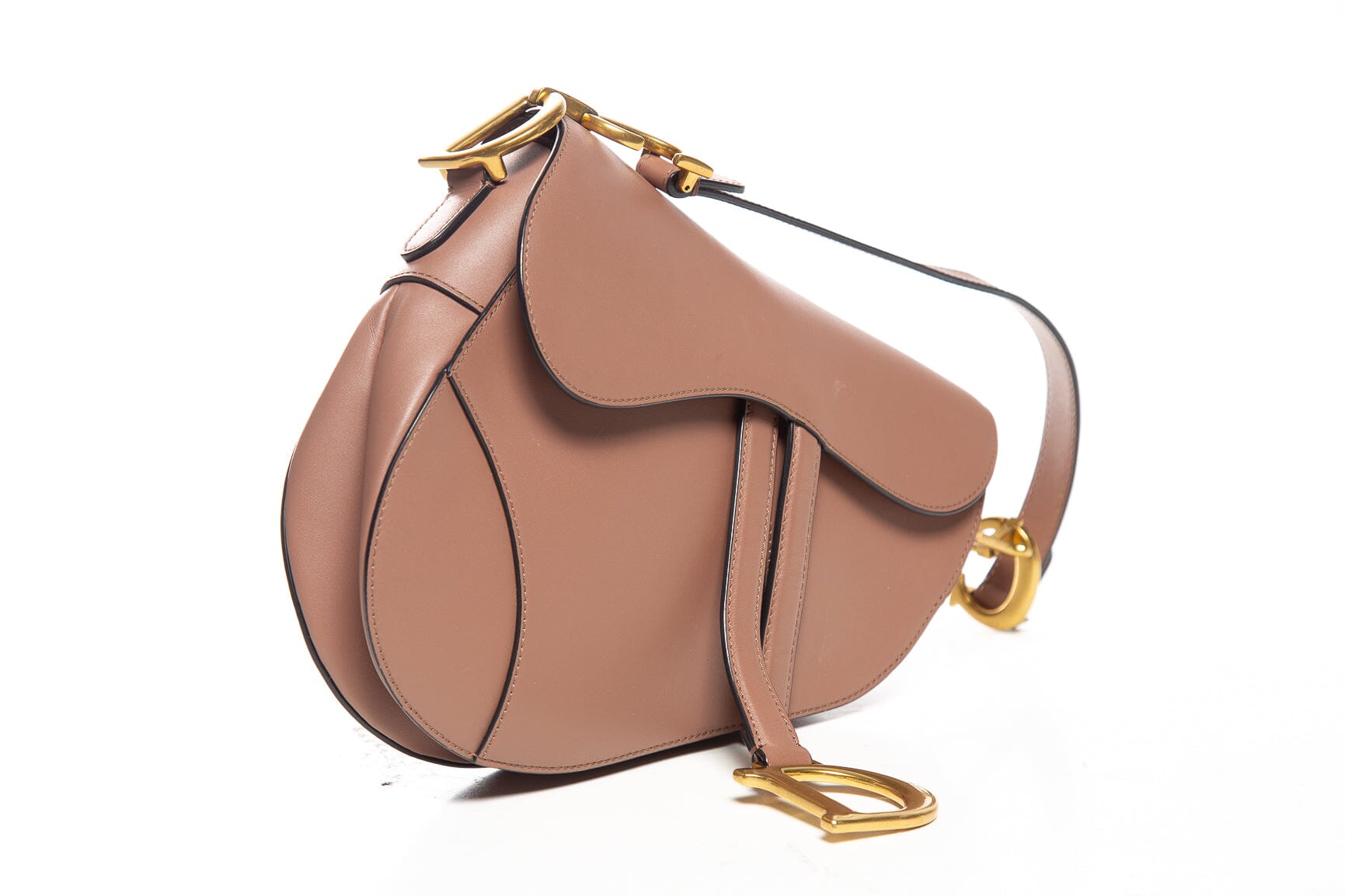Dior Taupe Leather Diorissimo Saddle Shoulder Bag