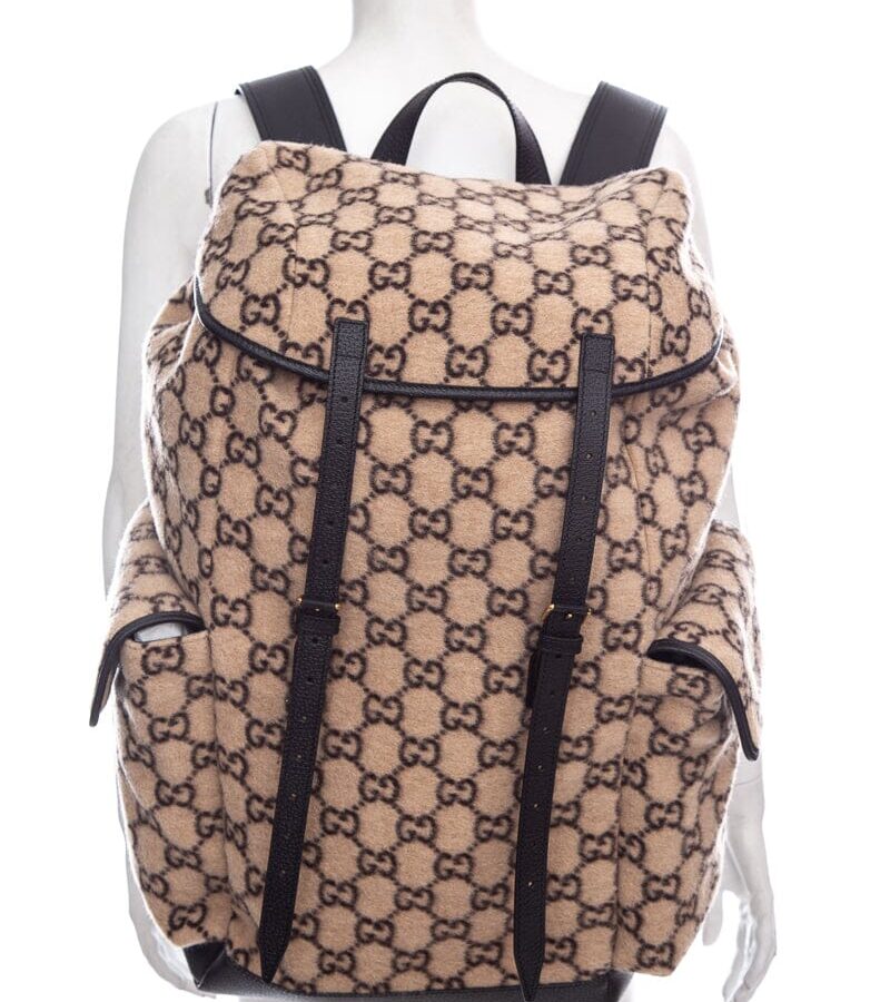 Gucci Beige GG Monogram Wool Backpack | Studio Nafay