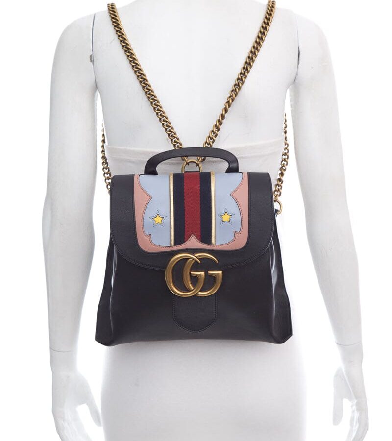 Gucci Black Web Heart Marmont Leather Backpack | Studio Nafay
