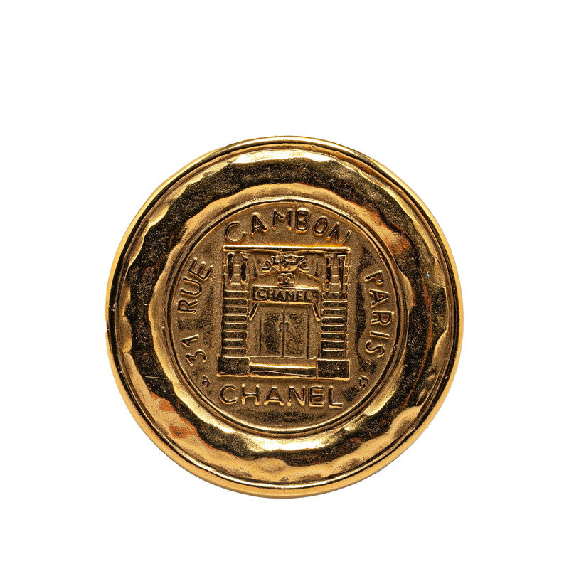 Chanel Gold Plated Cambon Round Brooch Classic Flap Tote | Studio Nafay