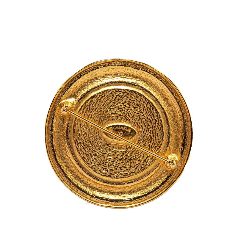 Chanel Gold Plated Cambon Round Brooch Classic Flap Tote