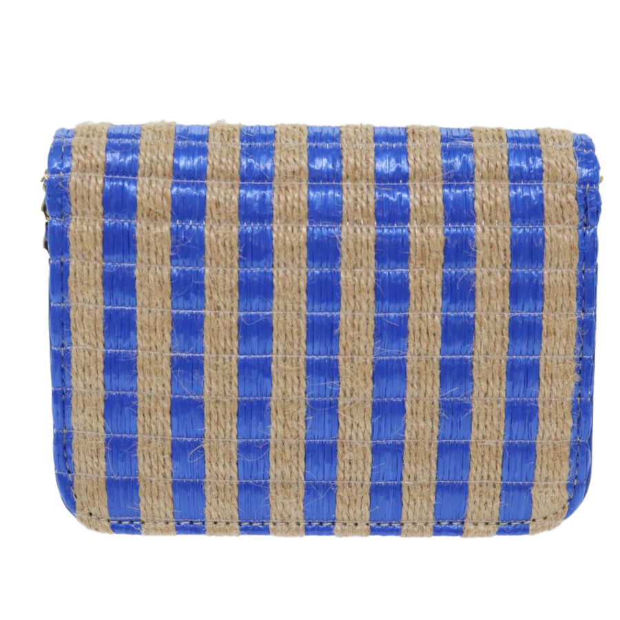 CHANEL Chain Shoulder Bag Raffia Blue Beige Cc Auth 51139a | Studio Nafay