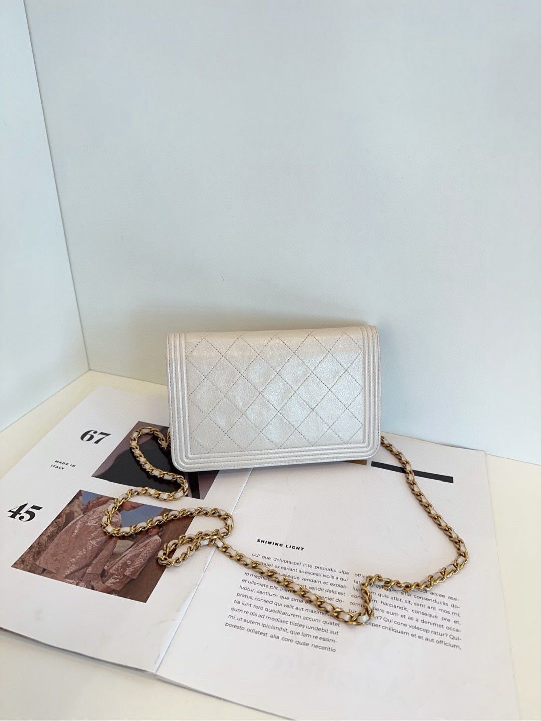 Chanel Leboy WOC chain bag white