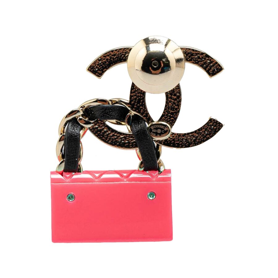 Silver Chanel Silver Plated CC Resin Flap Bag Brooch | Studio Nafay