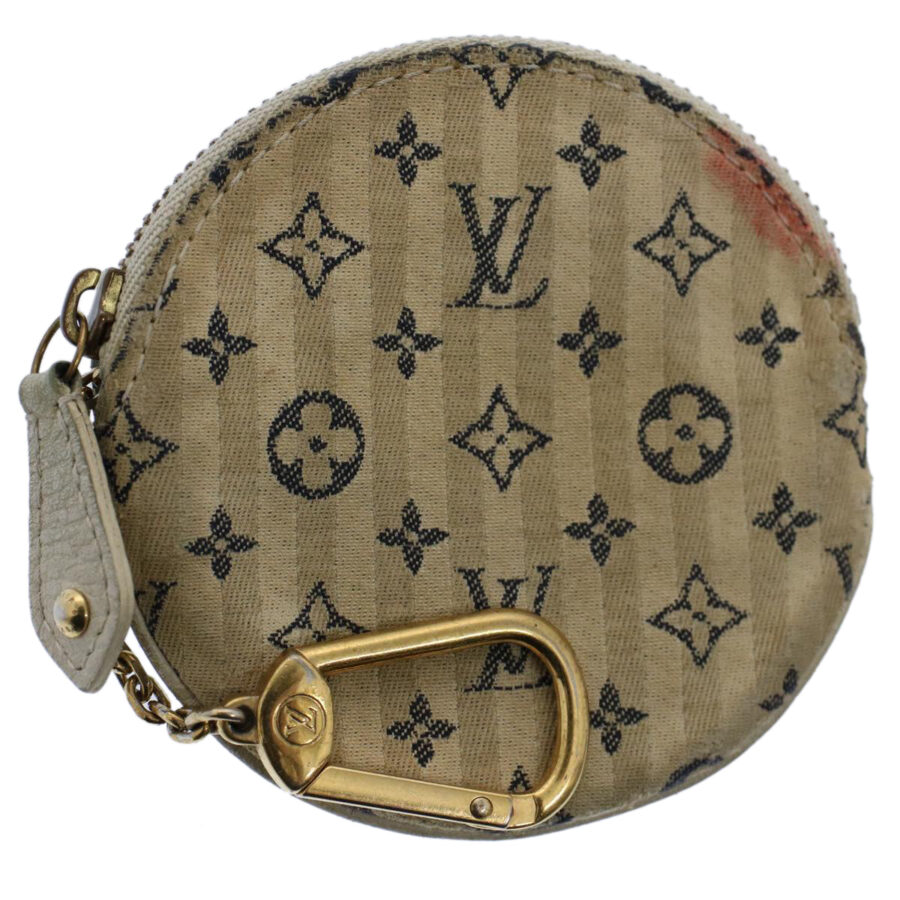 LOUIS VUITTON Mini Lin Croisette Porte Monnaie Round Blue LV Auth 54425 | Studio Nafay