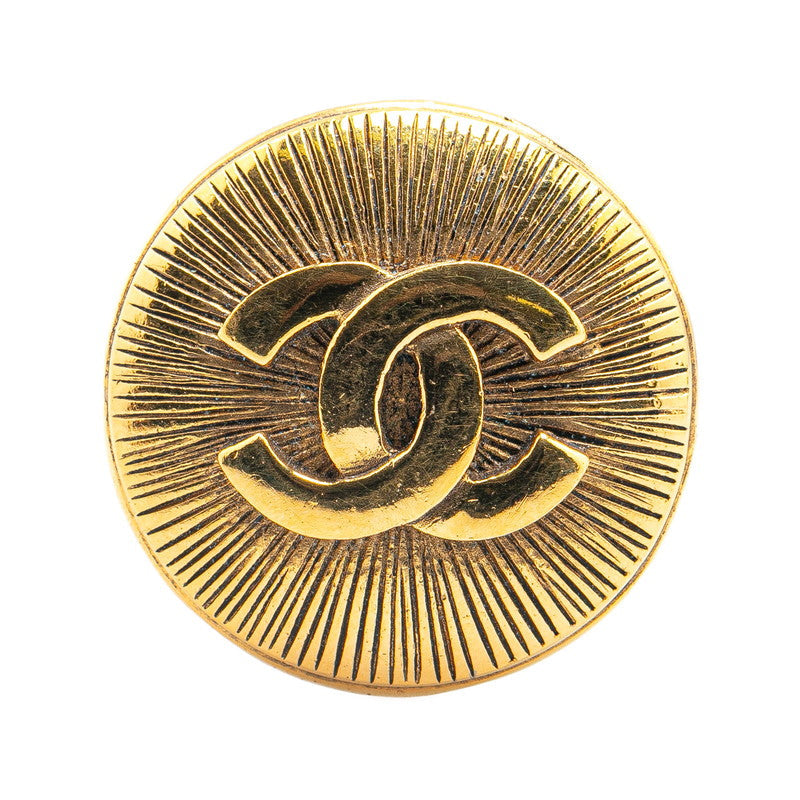 Chanel Gold Plated Coco Mark Round Brooch Classic Flap Tote | Studio Nafay
