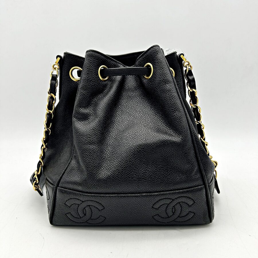 CHANEL Caviar Drawstring Shoulder Bag Black chcc | Studio Nafay
