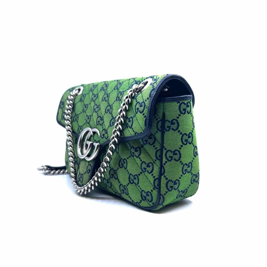 GUCCI Navy, Green Canvas Monogram Handbag | Studio Nafay