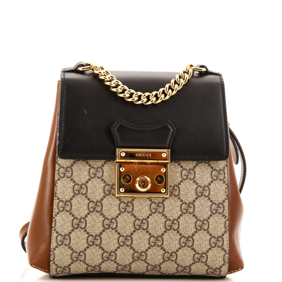 Padlock Backpack GG Coated Canvas and Leather Mini | Studio Nafay