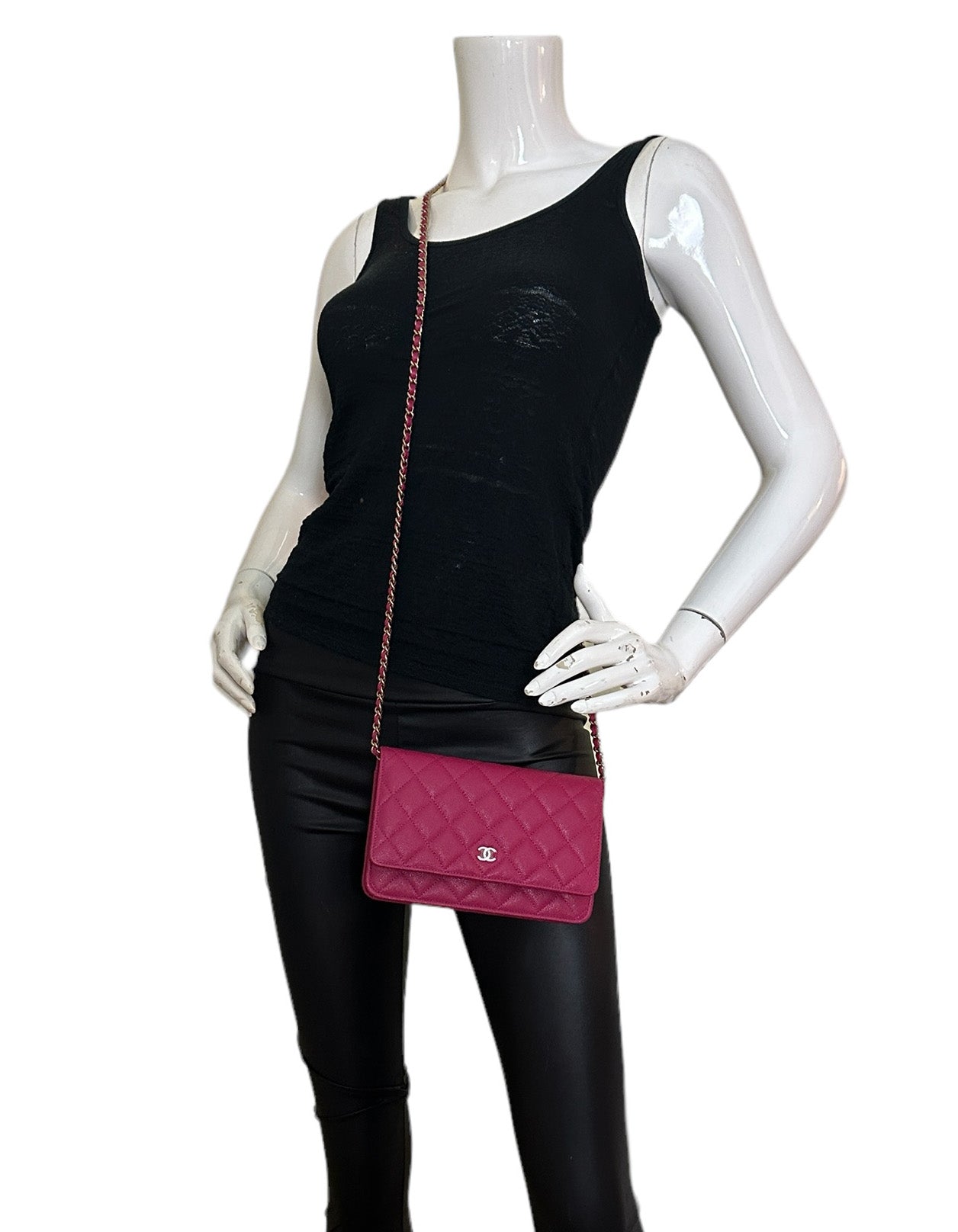 Chanel Fuchsia Quilted Caviar Leather WOC Crossbody Bag