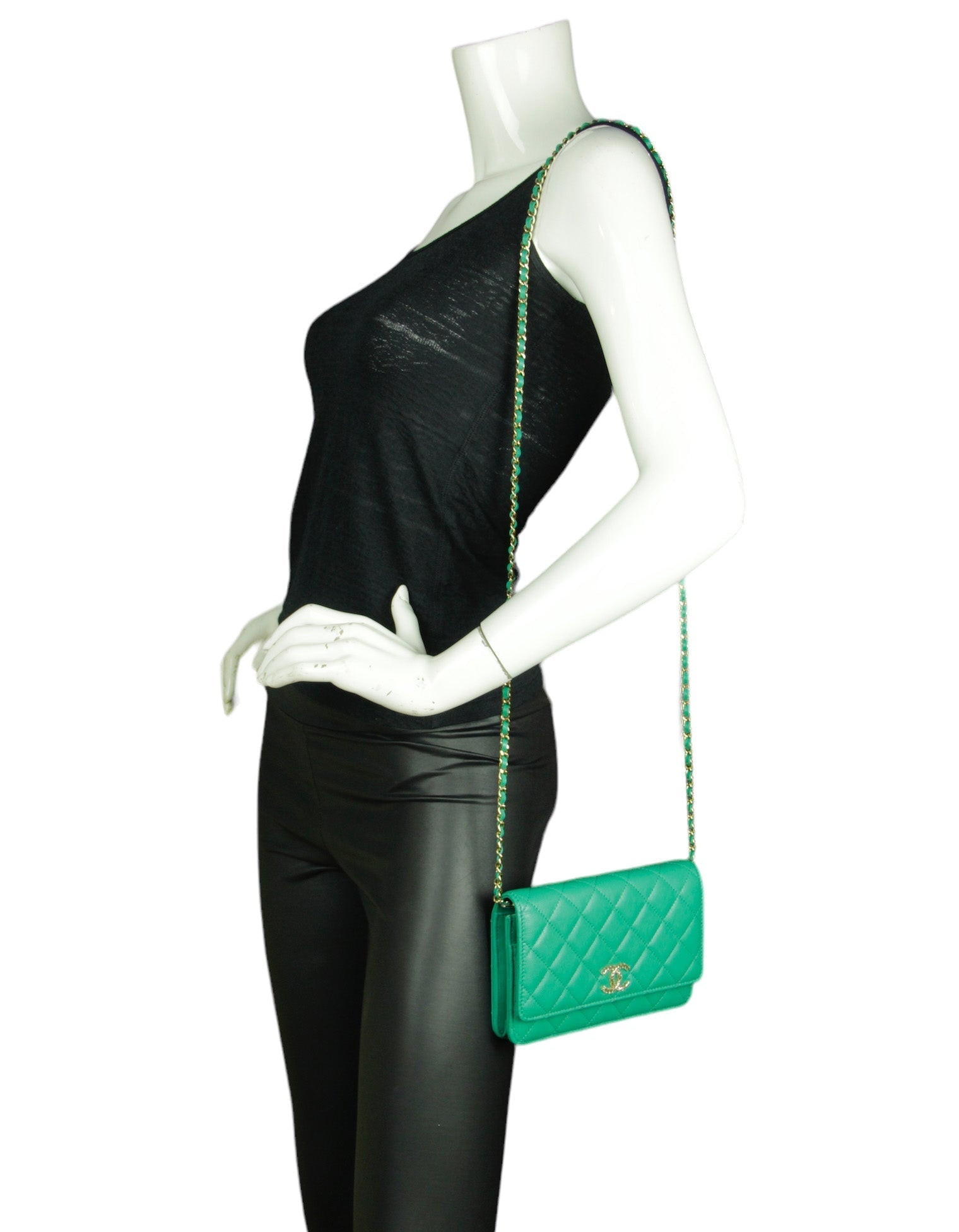 Chanel NEW Vert Green Caviar WOC Crossbody