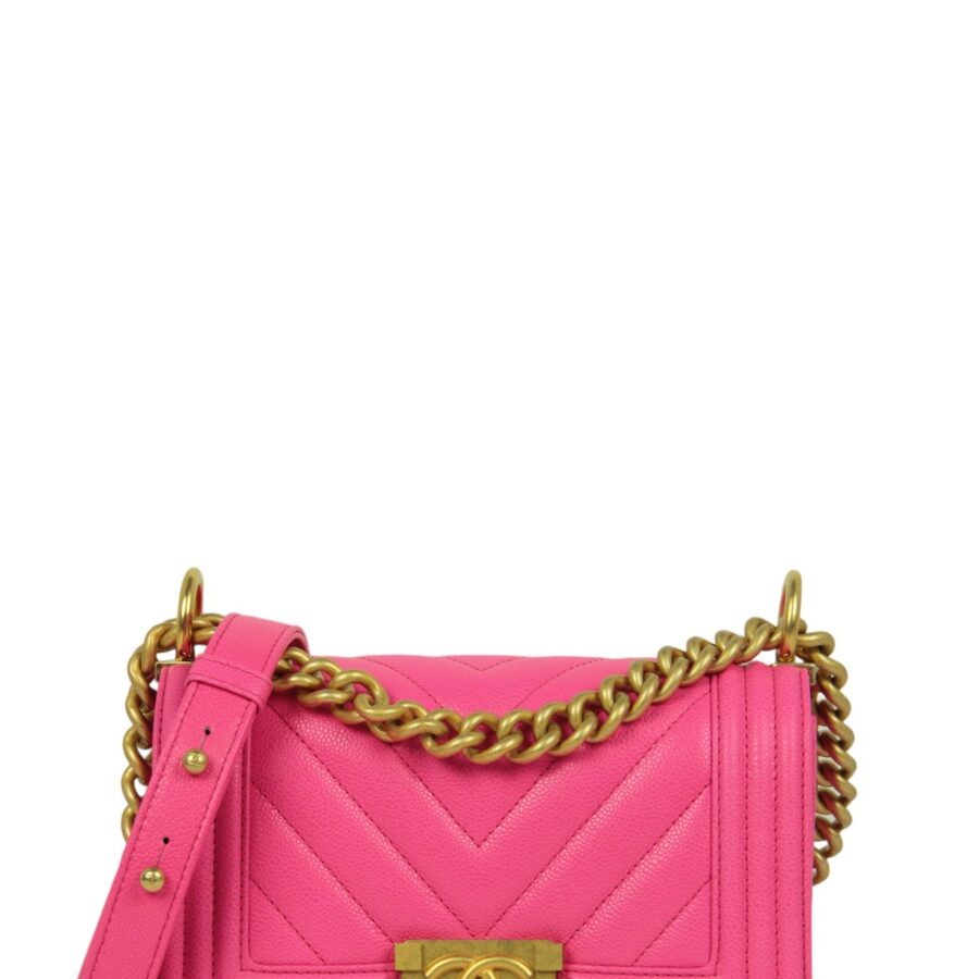 Chanel 2024C Fuchsia Neon Pink Caviar Leather Small Boy Bag | Studio Nafay