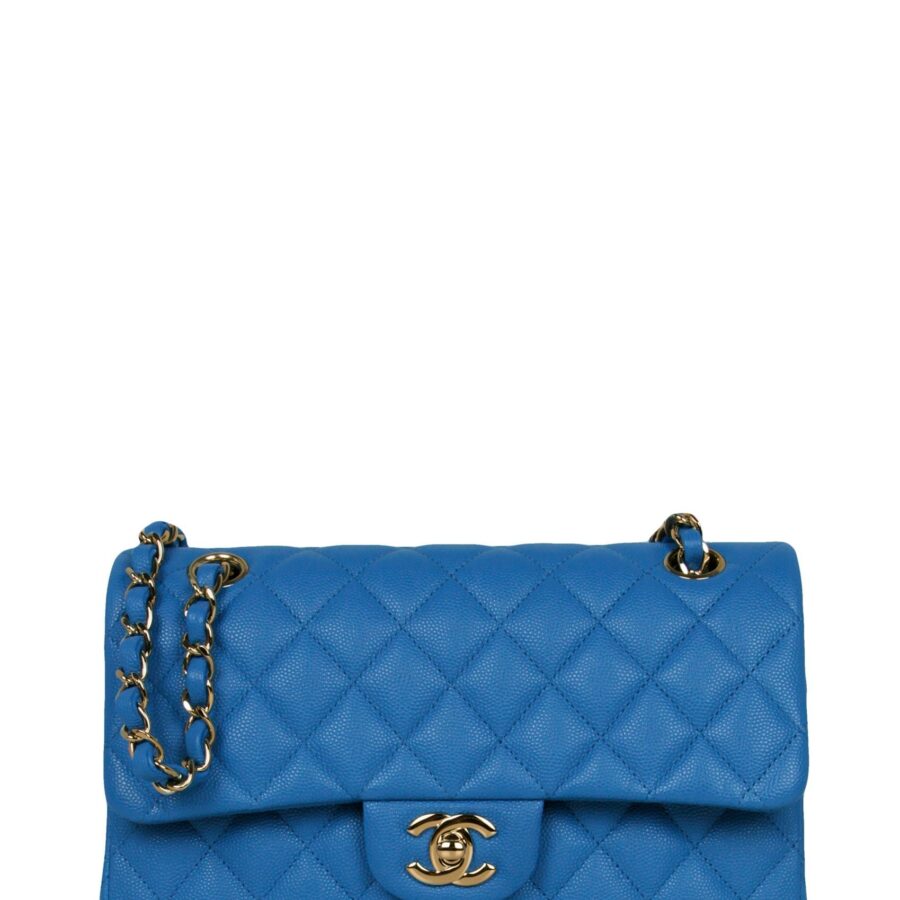 Chanel Blue Caviar Leather Quilted Small Double Flap Classic Bag | Studio Nafay