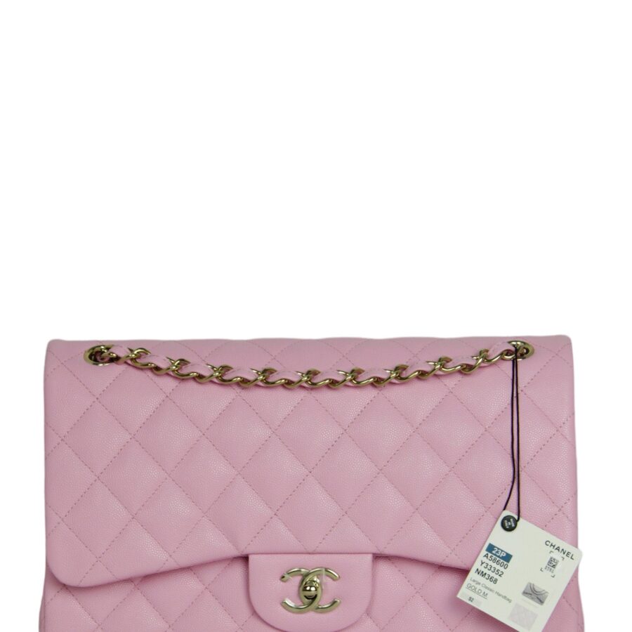 Chanel Lilac Caviar Leather Quilted Classic Double Flap Jumbo Bag | Studio Nafay