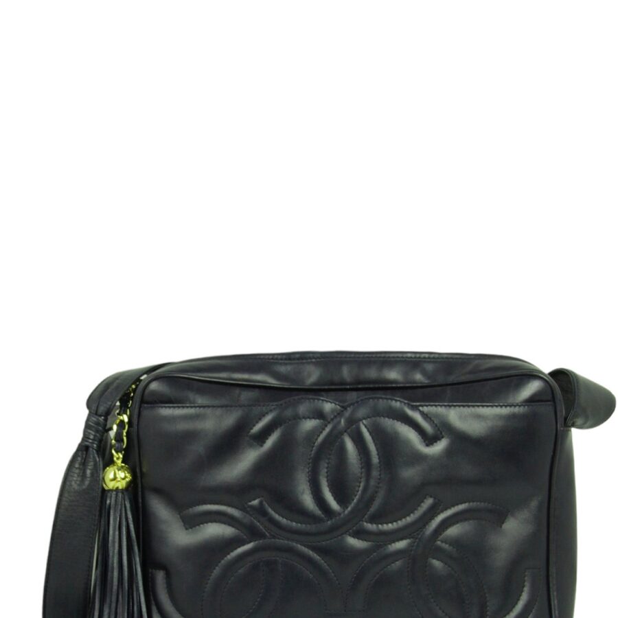 Chanel Navy Leather CC Embossed Bag | Studio Nafay