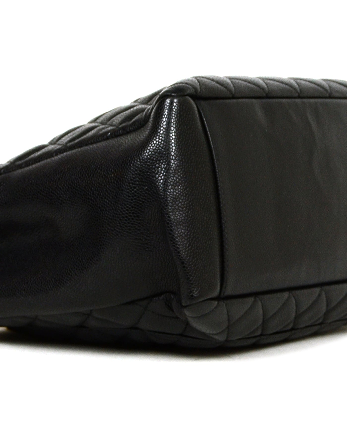 Chanel - Black Caviar Leather Quilted Grand Shopper Tote Discontinued Bag - Product Image 4