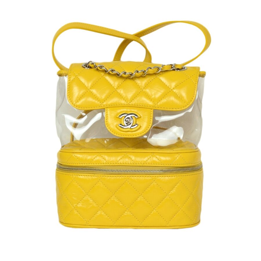 Chanel Yellow Crumpled Calfskin PVC Quilted Backpack Bag | Studio Nafay