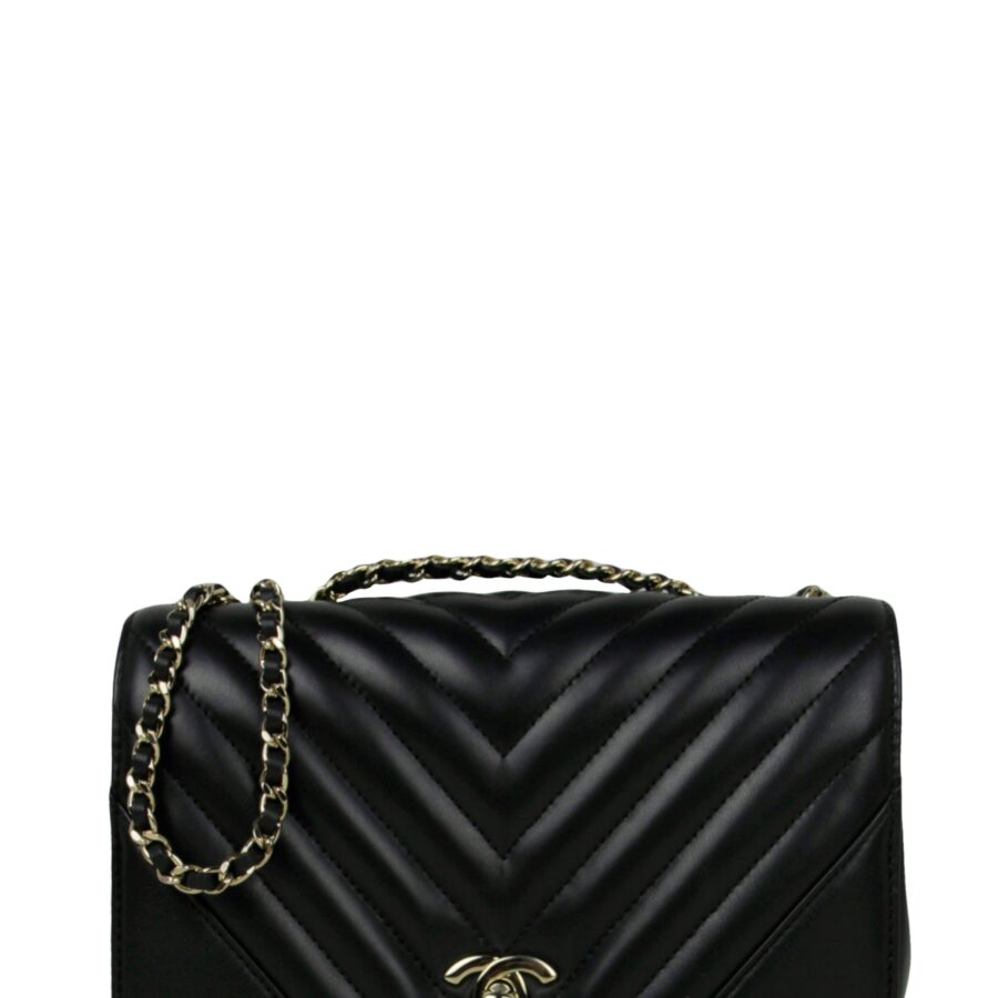 Chanel Black Lambskin Chevron Mini Statement Flap Bag | Studio Nafay