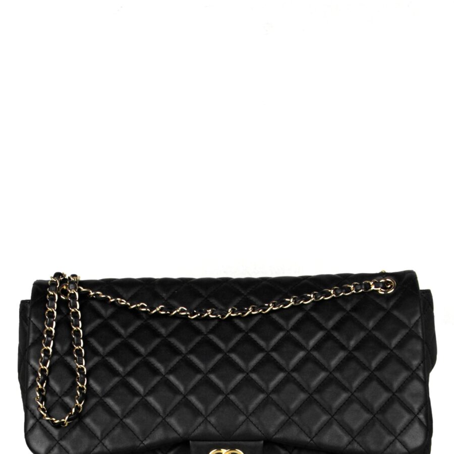 Chanel Black Leather Quilted XXL Airlines Flap Bag | Studio Nafay