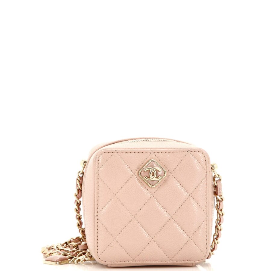 CHANEL Diamond CC Zip Crossbody Quilted Caviar Mini | Studio Nafay