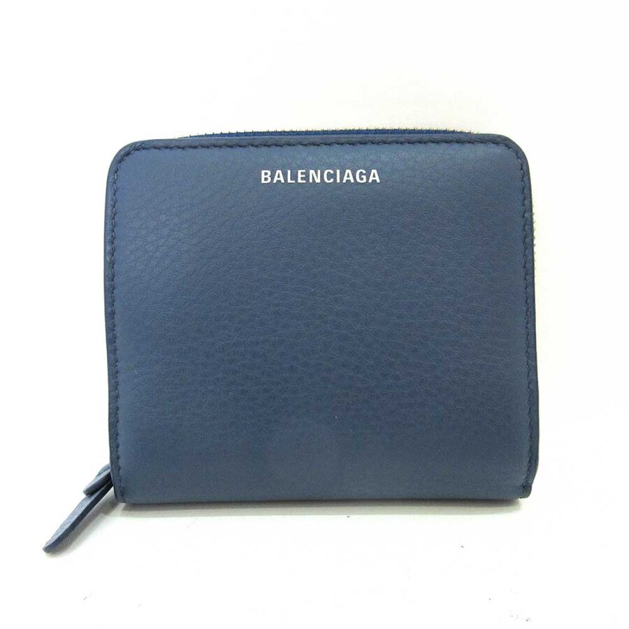 Balenciaga Leather Mini Wallet Blue | Studio Nafay