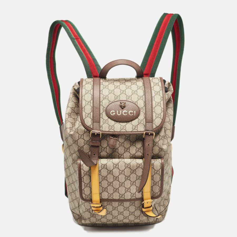 Gucci Beige Gg Supreme Canvas Web Soft Backpack | Studio Nafay