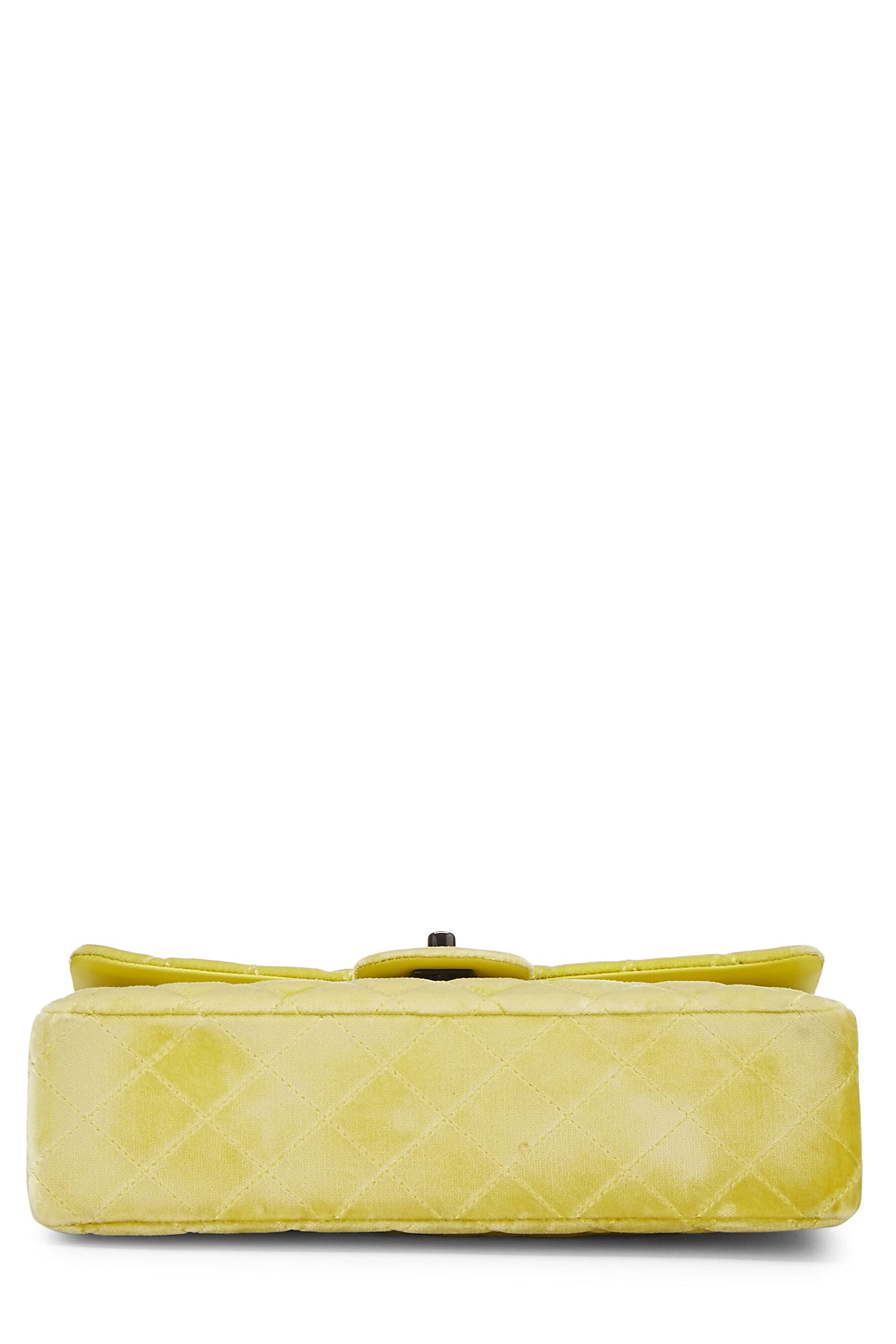 Chl, Yellow Quilted Velvet Classic Double Flap Medium, Yellow