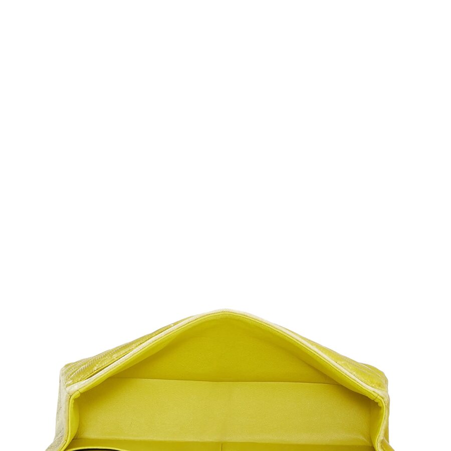 Chl, Yellow Quilted Velvet Classic Double Flap Medium, Yellow | Studio Nafay