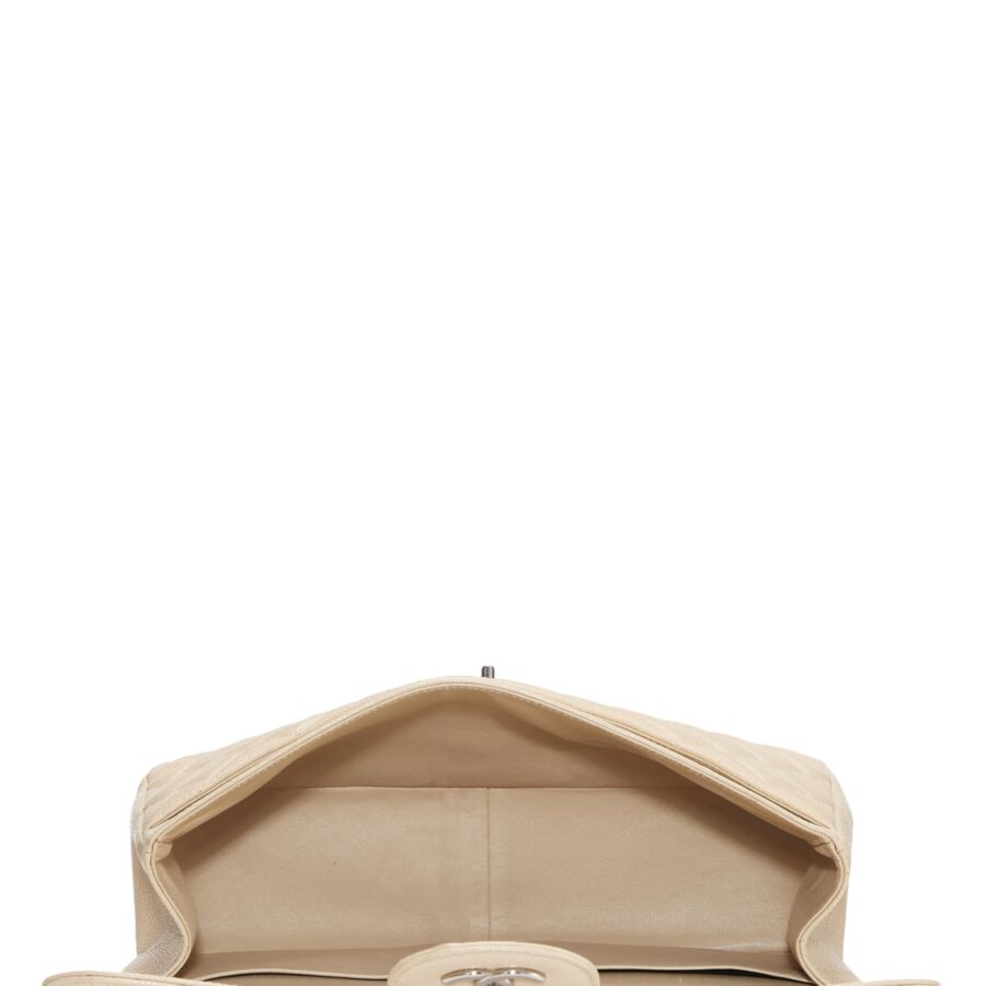 Chl, Beige Quilted Caviar New Classic Double Flap Jumbo, Beige | Studio Nafay