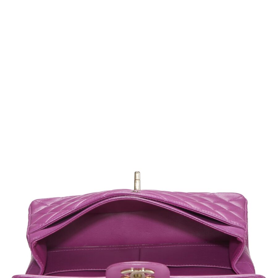 Chl, Purple Quilted Lambskin Classic Double Flap Small, Purple | Studio Nafay