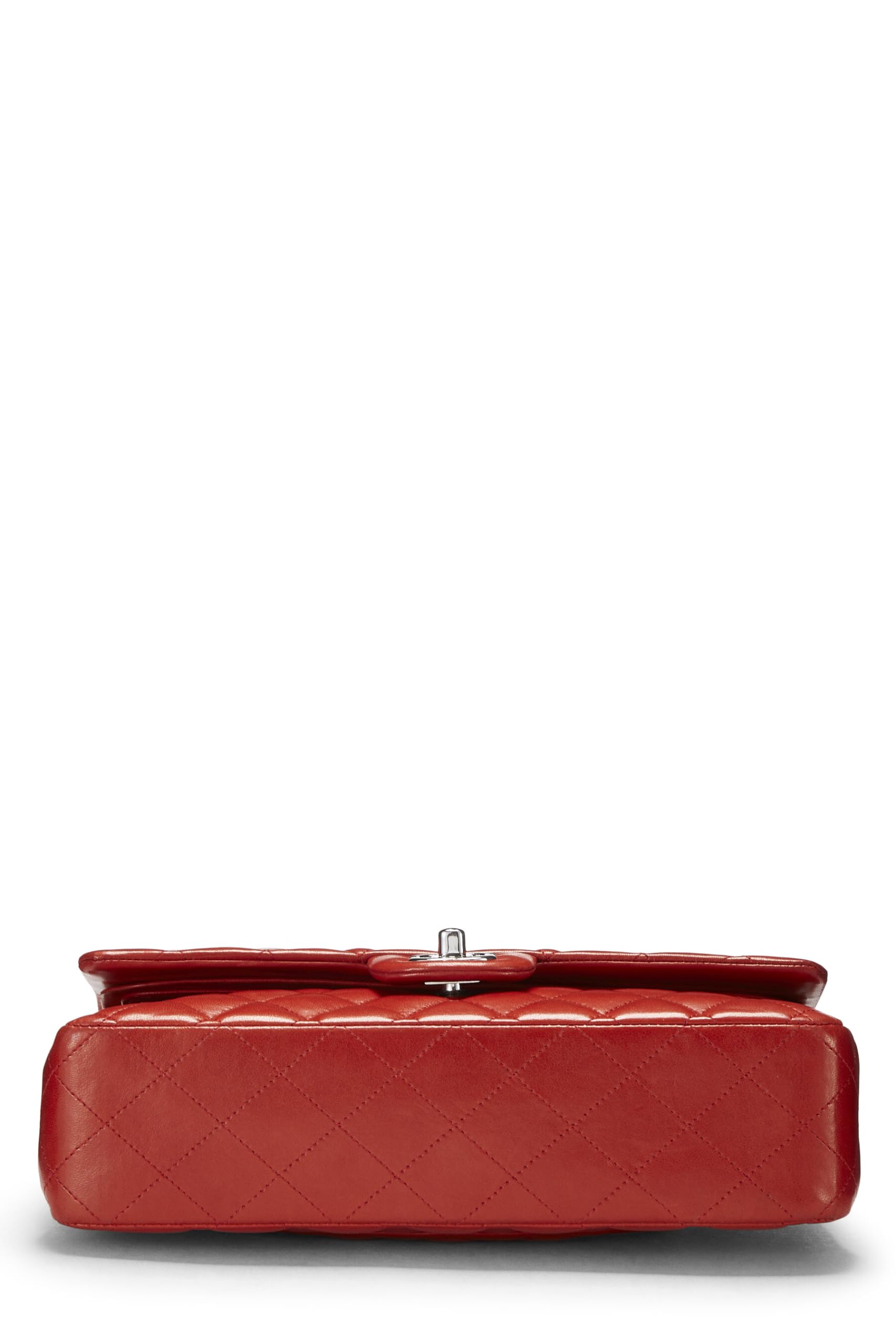 Chl, Red Quilted Lambskin Classic Double Flap Medium, Red