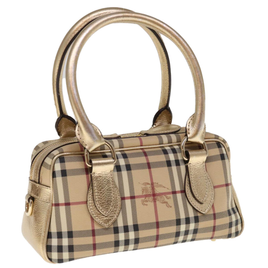 BURBERRY Nova Check Hand Bag PVC Leather Beige Auth 64593 | Studio Nafay