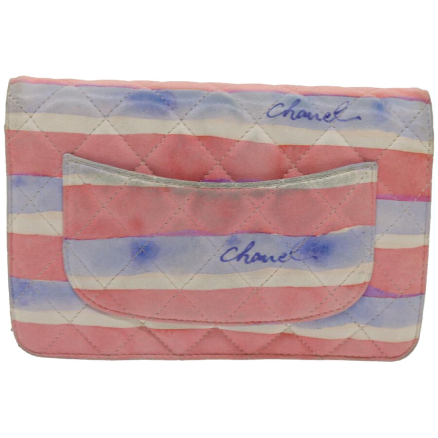 CHANEL Chain Shoulder Bag Leather Blue Red CC Auth 67372A | Studio Nafay