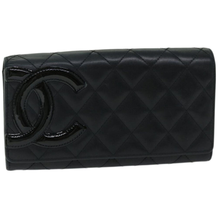 Chanel Cambon Line Long Wallet Leather Black CC Auth | Studio Nafay