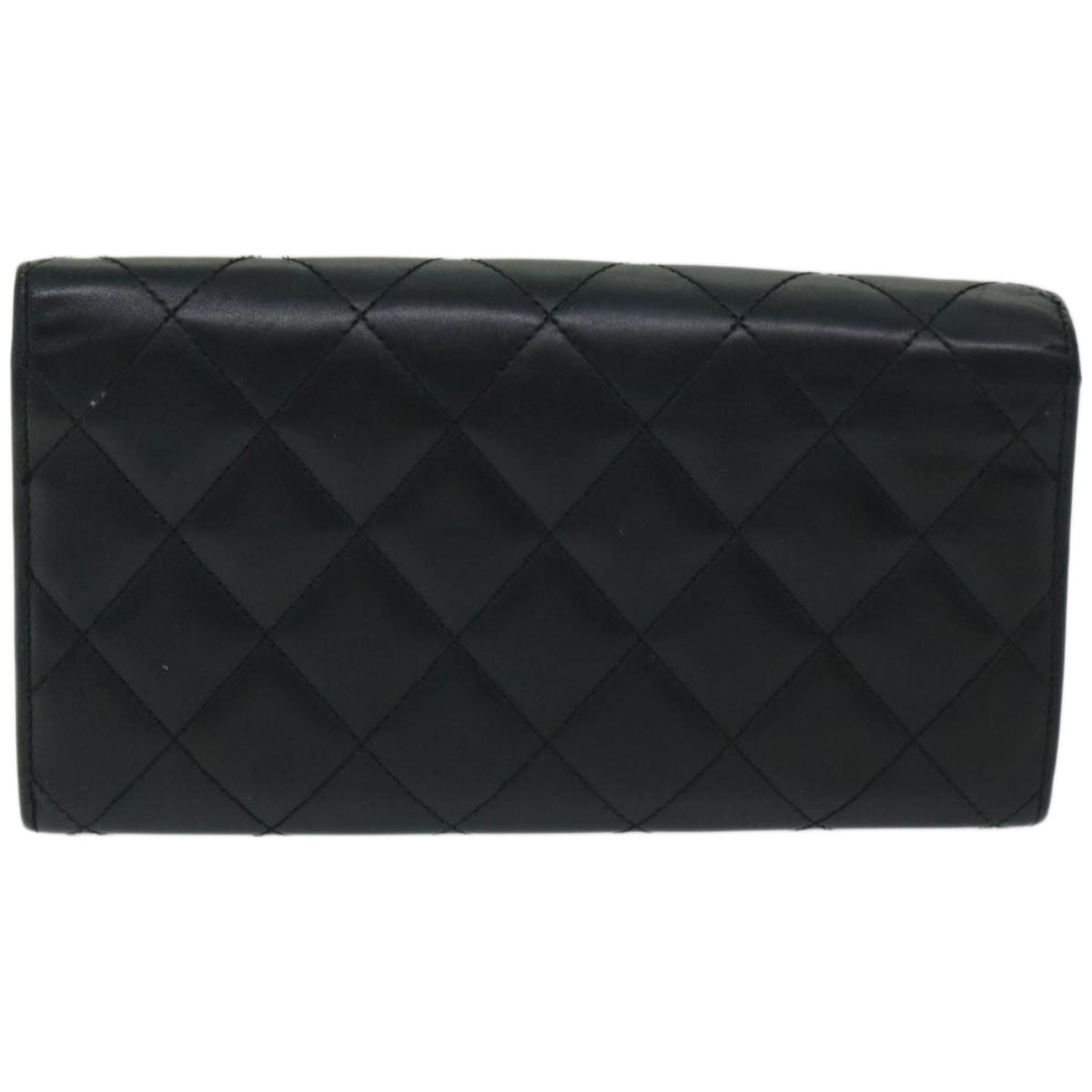 Chanel Cambon Line Long Wallet Leather Black CC Auth