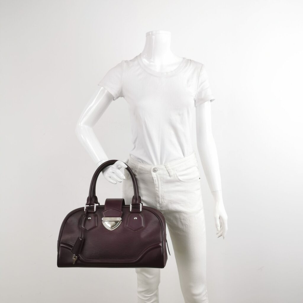 Louis Vuitton Montaigne Bag Calfskin Solid Wave Pattern Letter Logo Metal Buckle Bowling Bag Handbag 24122478995253 - Product Image 2
