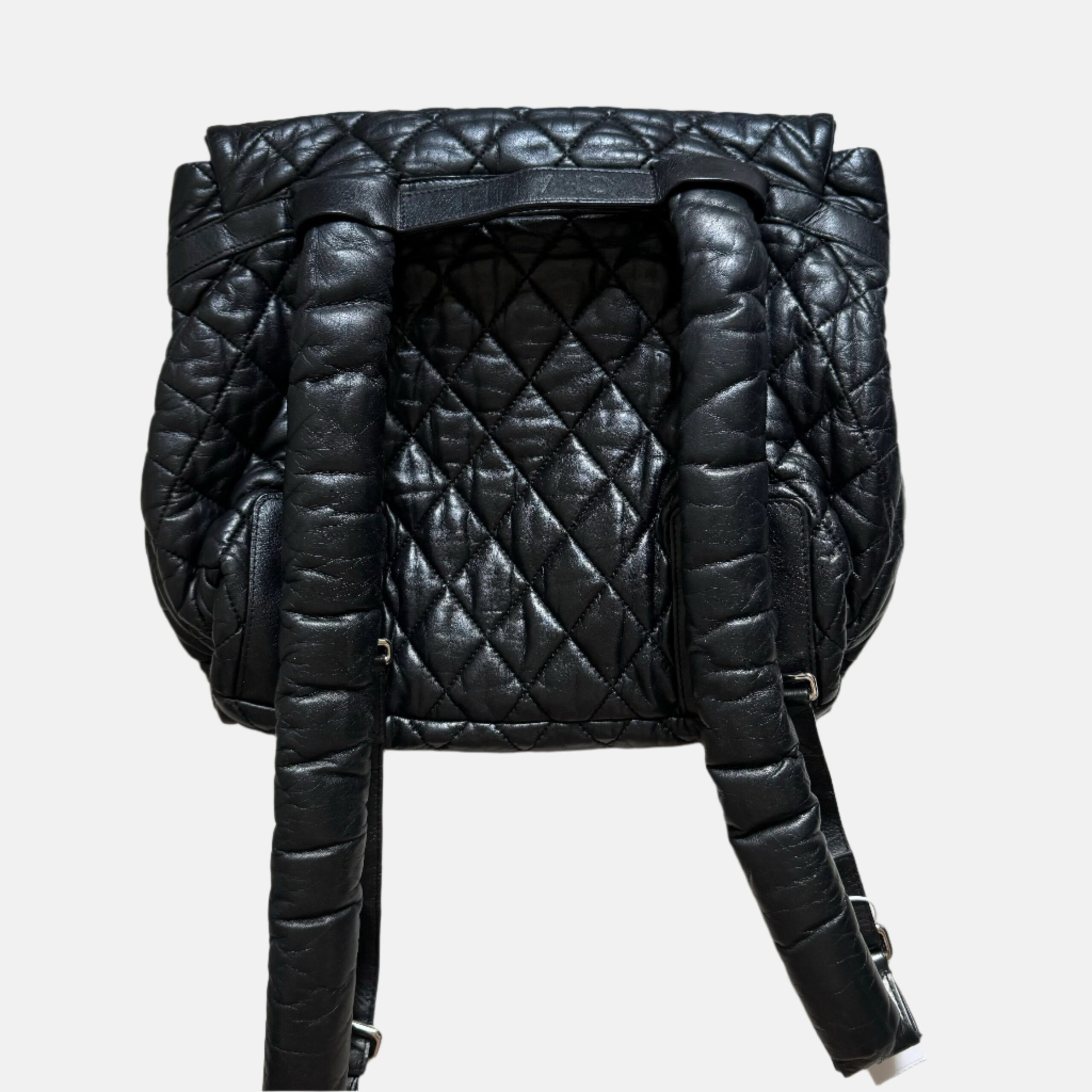 Flap Leather Lambskin Laptop Work Bag Black Shoulder Bag