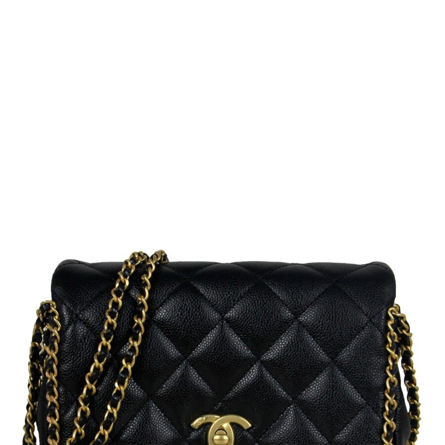 Chanel Black Caviar Quilted Chain Around Mini Flap Bag | Studio Nafay