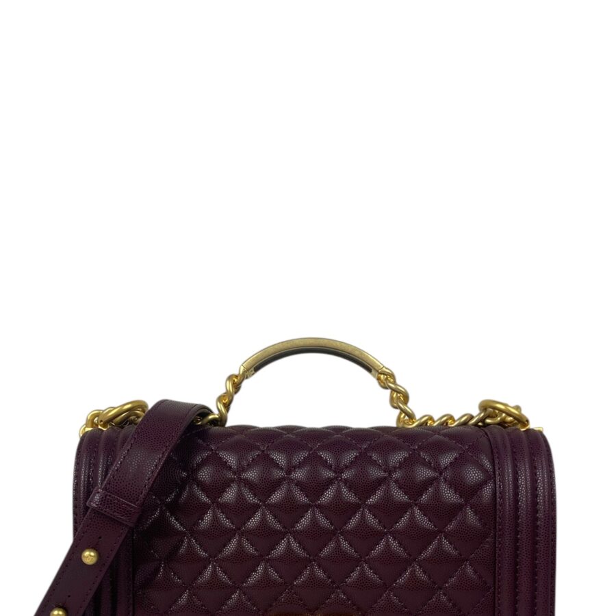 Chanel Burgundy Caviar Medium Top Handle Boy Handbag | Studio Nafay