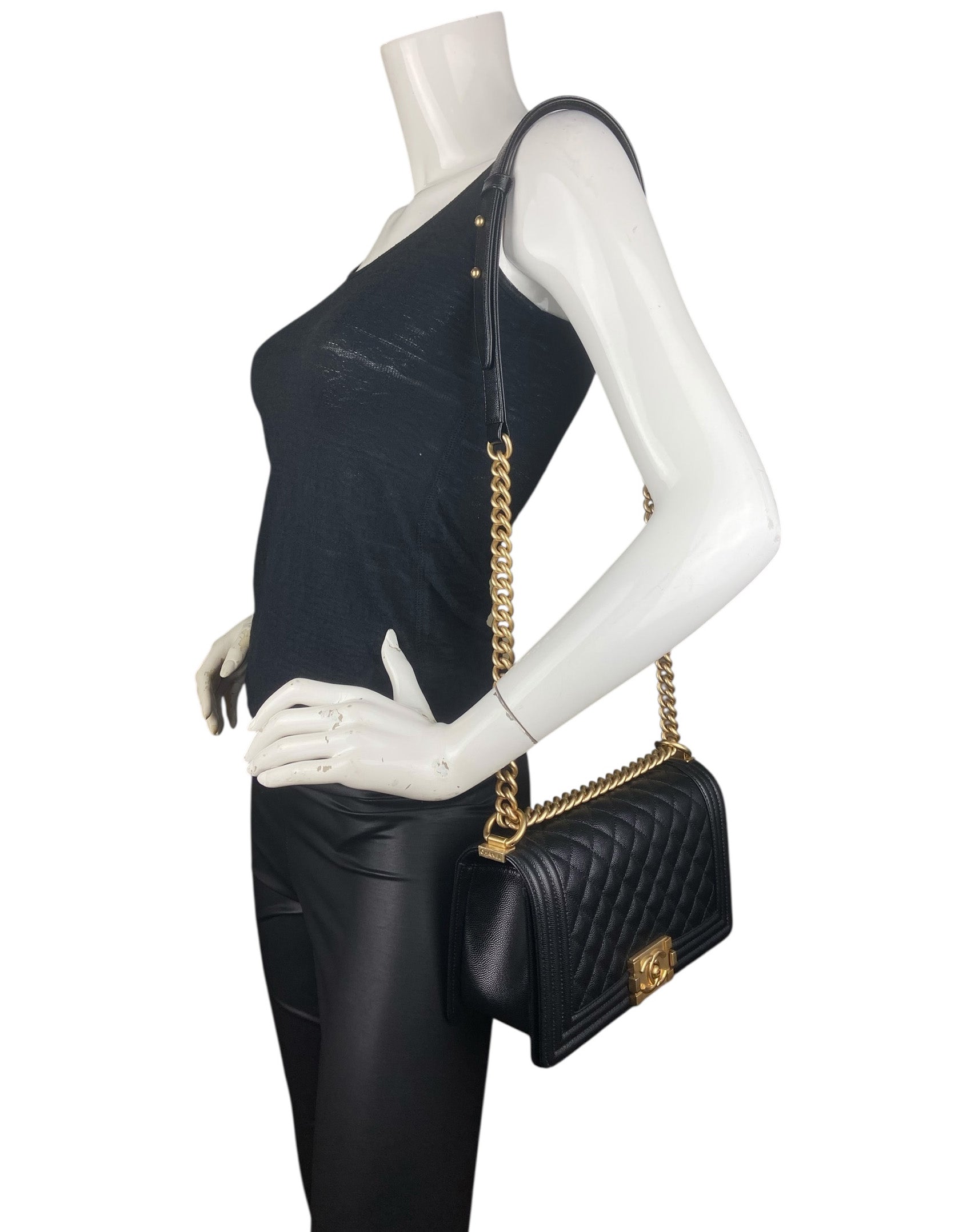 Chanel Black Caviar “Old” Medium Boy Bag