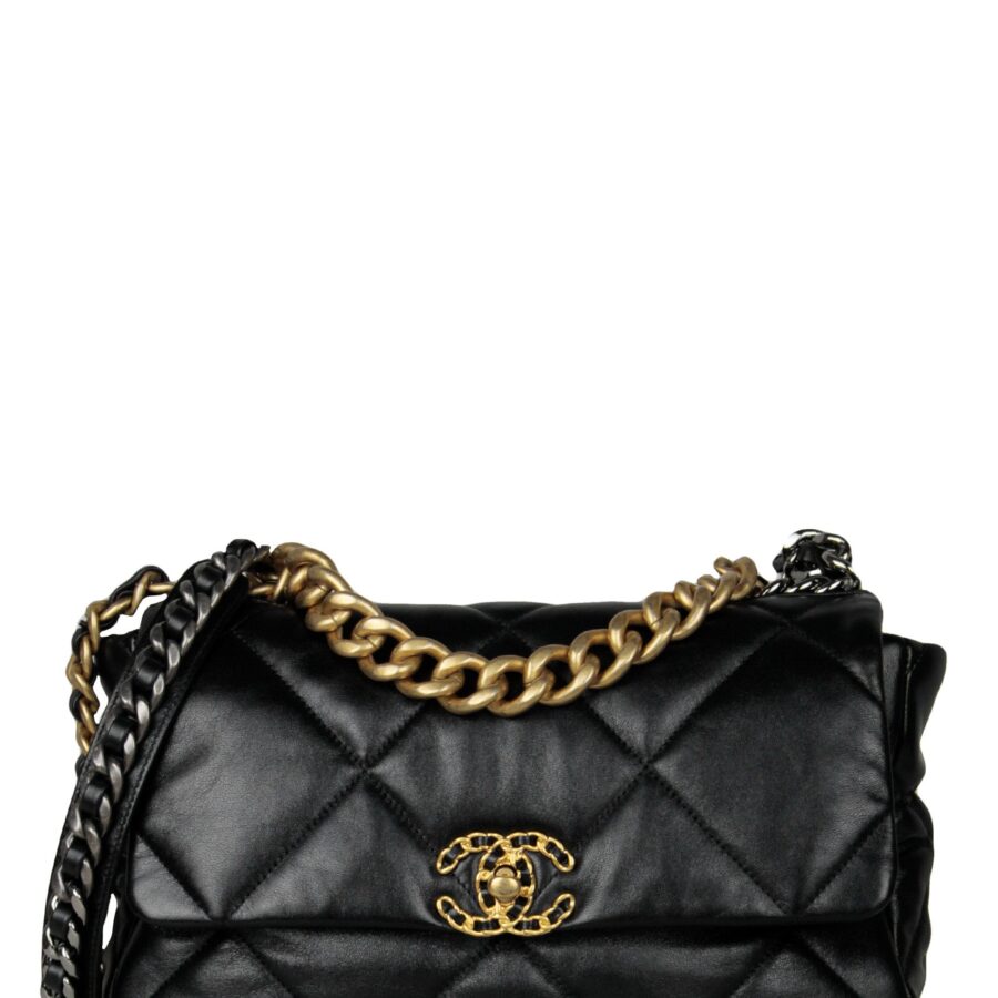 Chanel Black Calfskin Leather Quilted Large 19 Bag | Studio Nafay